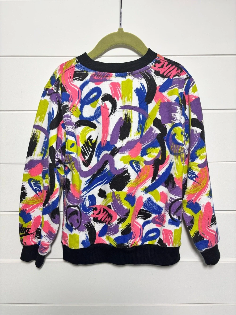 Nike Neon Brushstroke Graphic Crewneck Sweatshirt Size 6 /M